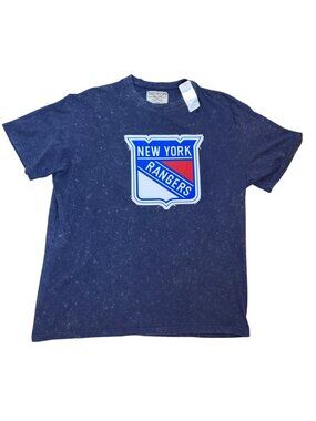 NWT Calhoun New York Rangers T Shirt Men's XXL Navy Applique NHL Short Sleeve